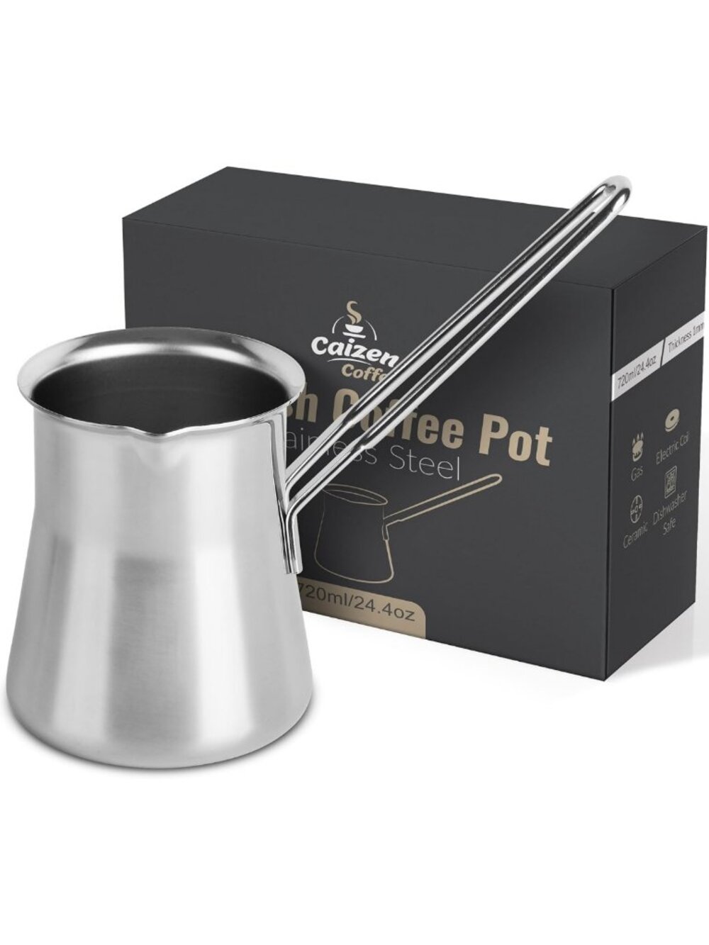 Elegant 24oz Turkish Coffee Pot - Handcrafted, Stovetop Espresso Maker